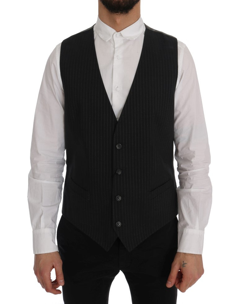 Dolce & Gabbana Gray STAFF Cotton Striped Men's Vest