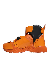 Dolce & Gabbana Orange Multi Panel Chunky High Top Sneakers Men's Shoes