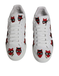 Dolce & Gabbana White Devil Face Portofino Sneakers Women's Shoes