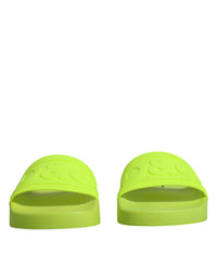 Dolce & Gabbana Dolce & Gabbana Green Rubber Slides Sandals Beachwear Women's Shoes