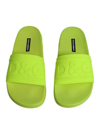 Dolce & Gabbana Dolce & Gabbana Green Rubber Slides Sandals Beachwear Women's Shoes