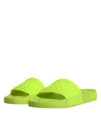 Dolce & Gabbana Dolce & Gabbana Green Rubber Slides Sandals Beachwear Women's Shoes