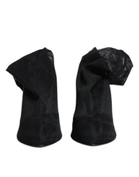 Dolce & Gabbana Dolce & Gabbana Black Silk Stretch Mesh Sock Boots Women's Shoes