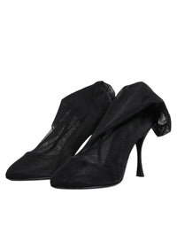 Dolce & Gabbana Dolce & Gabbana Black Silk Stretch Mesh Sock Boots Women's Shoes