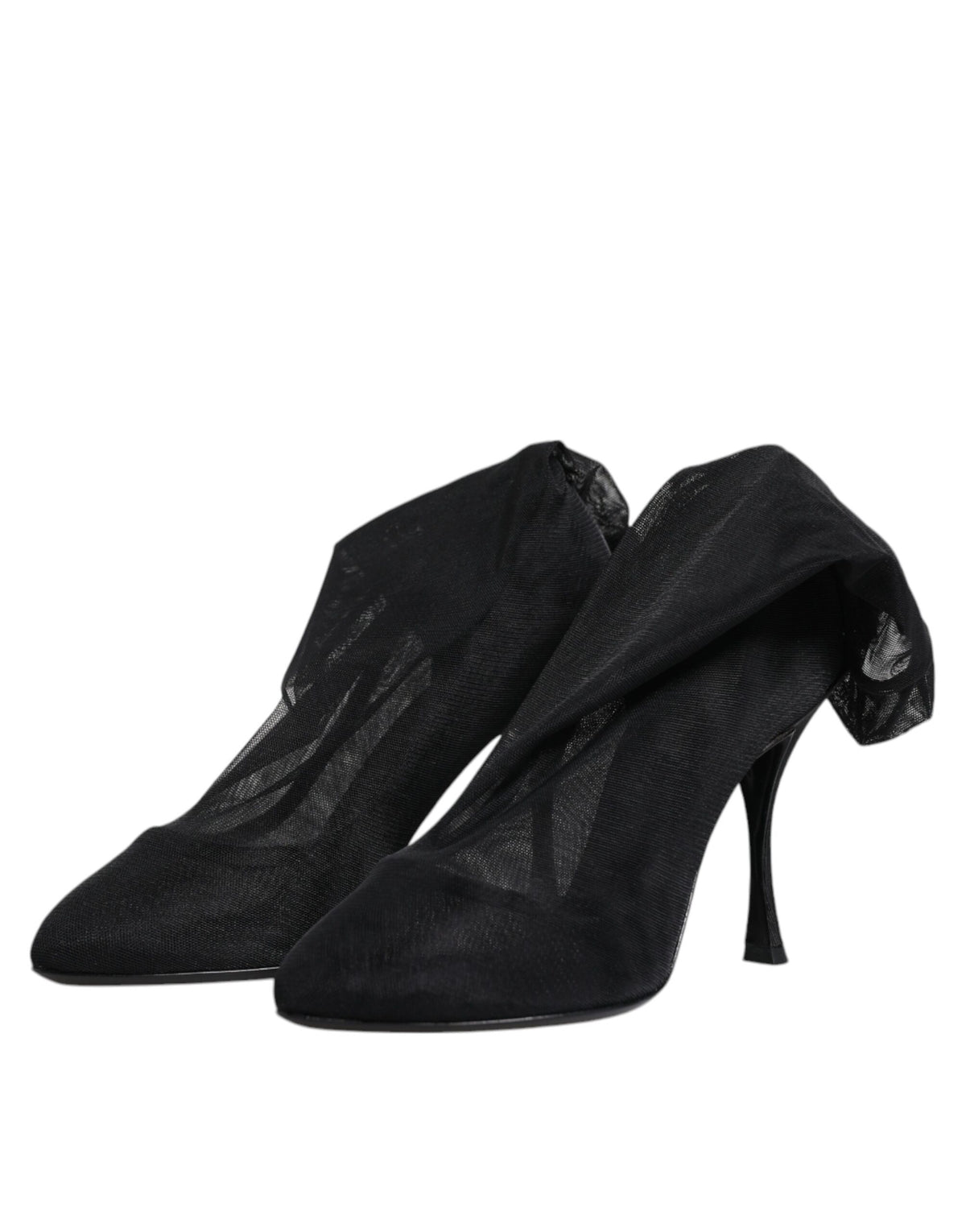 Dolce & Gabbana Dolce & Gabbana Black Silk Stretch Mesh Sock Boots Women's Shoes