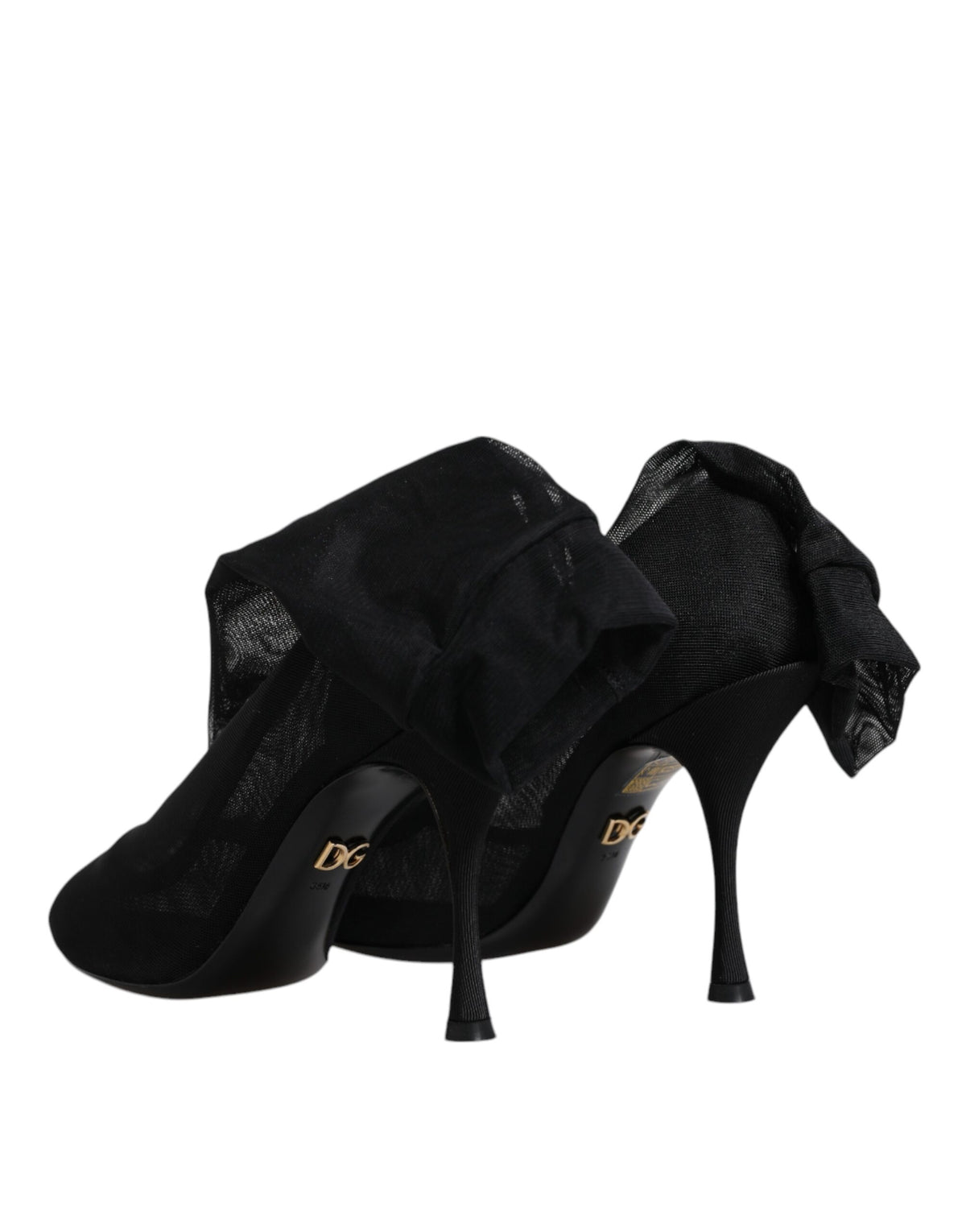 Dolce & Gabbana Dolce & Gabbana Black Silk Stretch Mesh Sock Boots Women's Shoes
