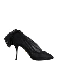 Dolce & Gabbana Dolce & Gabbana Black Silk Stretch Mesh Sock Boots Women's Shoes