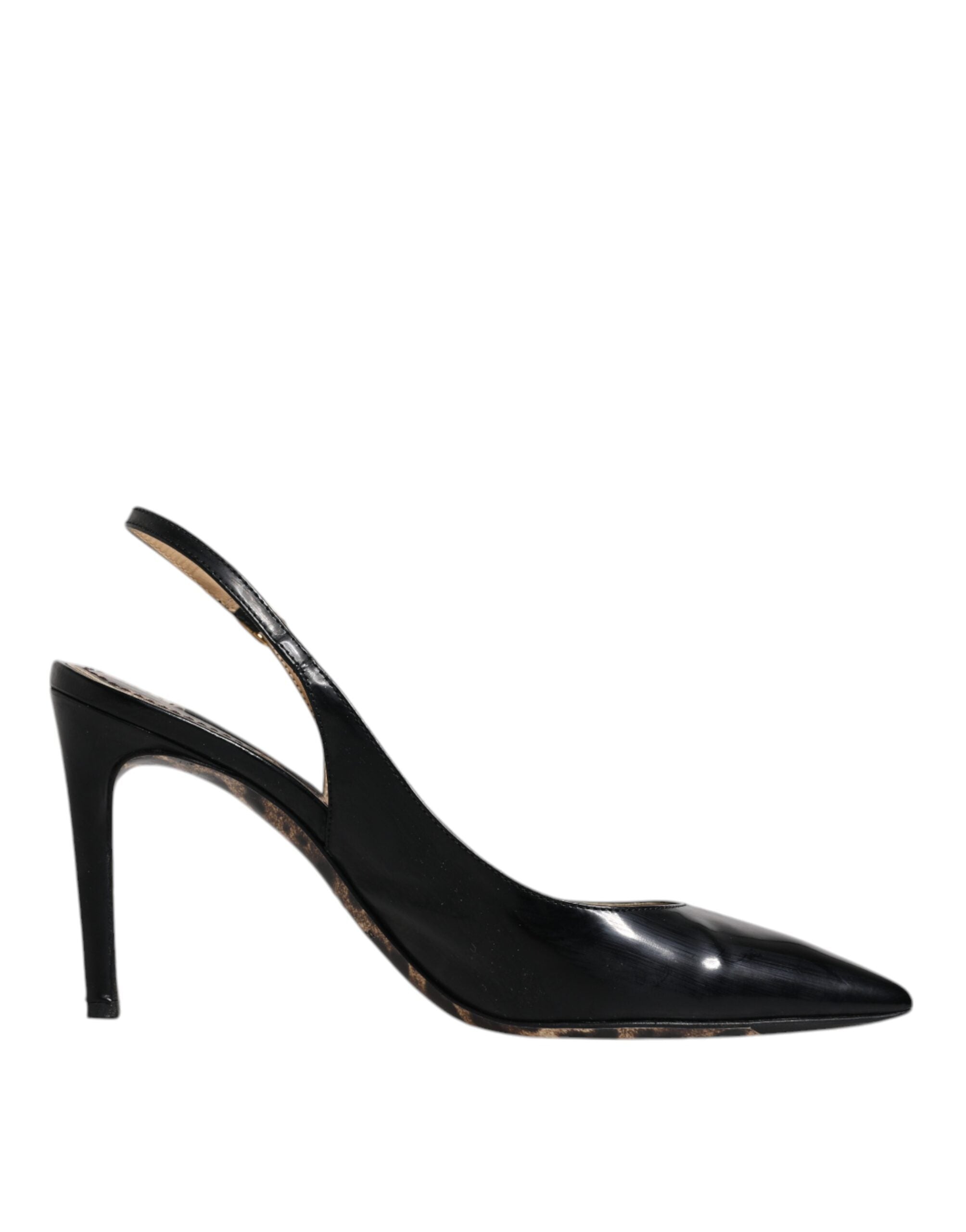 Dolce & Gabbana Black Leather High Heels Slingbacks Women's Shoes (Pre-Owned)