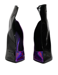Dolce & Gabbana Purple Black Pointed Ankle Boots Women's Shoes