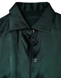 Dolce & Gabbana Dark Green Silk Button Down Long Sleeves Blouse Women's Top