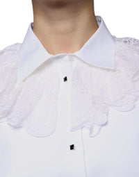 Dolce & Gabbana White Cotton Poplin Shirt Dress Blouse Women's Top