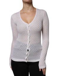 Dolce & Gabbana White Silk Button Down Cardigan Women's Sweater