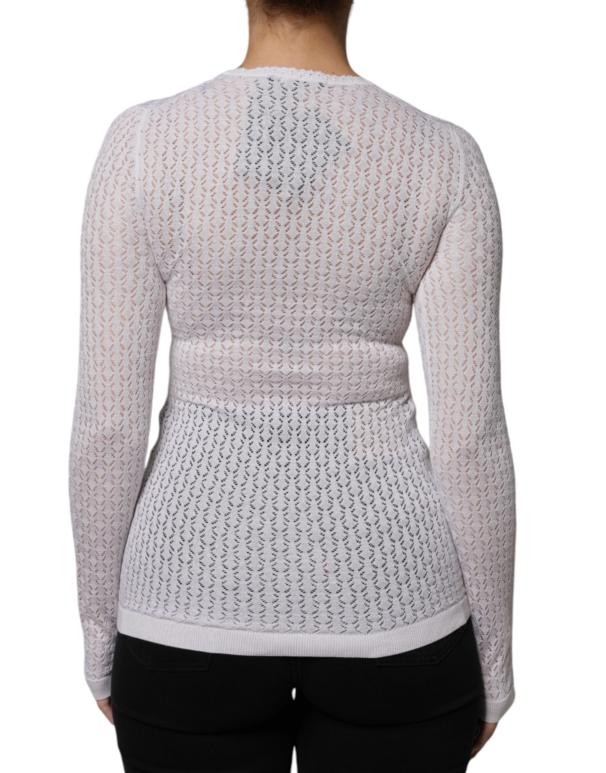 Dolce & Gabbana White Silk Button Down Cardigan Women's Sweater