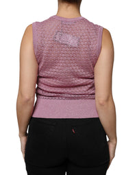 Dolce & Gabbana Pink Mesh See Through Sleeveless Tank Women's Top