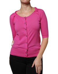 Dolce & Gabbana Pink Wool Button Down Cardigan Women's Sweater