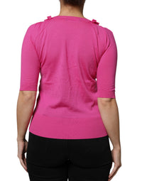 Dolce & Gabbana Pink Wool Button Down Cardigan Women's Sweater