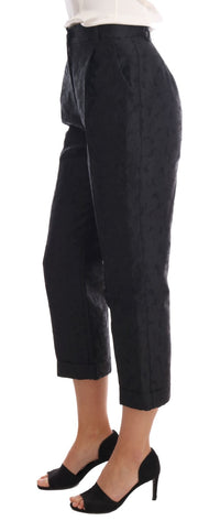 Dolce & Gabbana Black Floral Brocade Capri Women's Pants