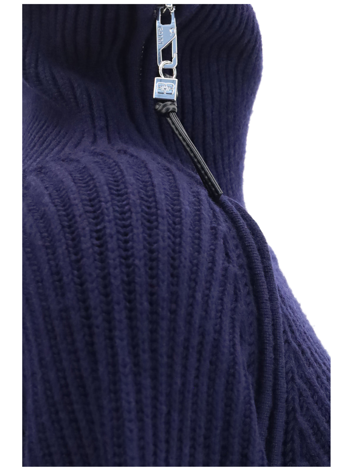 Ganni Women Wool Zip-Neck Sweater