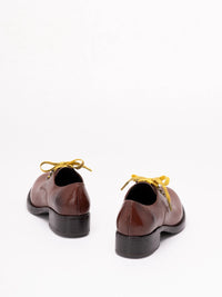 Prada Women Antiqued Leather Lace-Up Shoes