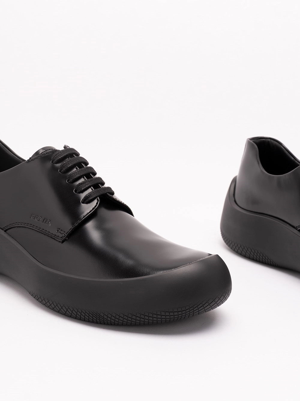 Prada Prada Men Brushed Leather Laced Shoes