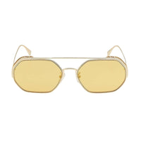 Fendi Fendi Sunglasses Geometric Full Rim, Gold Frame and Yellow Mirror Lens FE40039U10L