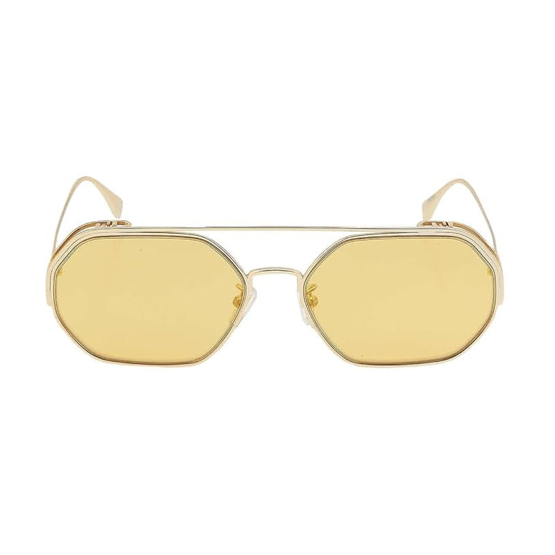 Fendi Fendi Sunglasses Geometric Full Rim, Gold Frame and Yellow Mirror Lens FE40039U10L