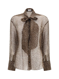 Brunello Cucinelli Women Dapple Silk Organza Shirt With Neck Tie