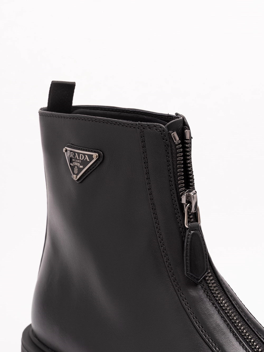 Prada Women Leather Zipper Booties