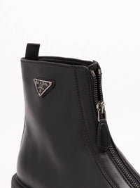Prada Women Leather Zipper Booties