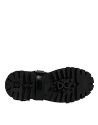 Dolce & Gabbana Black Leather Slip On Stretch Trekking Boots Men's Shoes