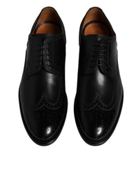 Dolce & Gabbana Dolce & Gabbana Black Leather Derby Wingtip Formal Men's Shoes