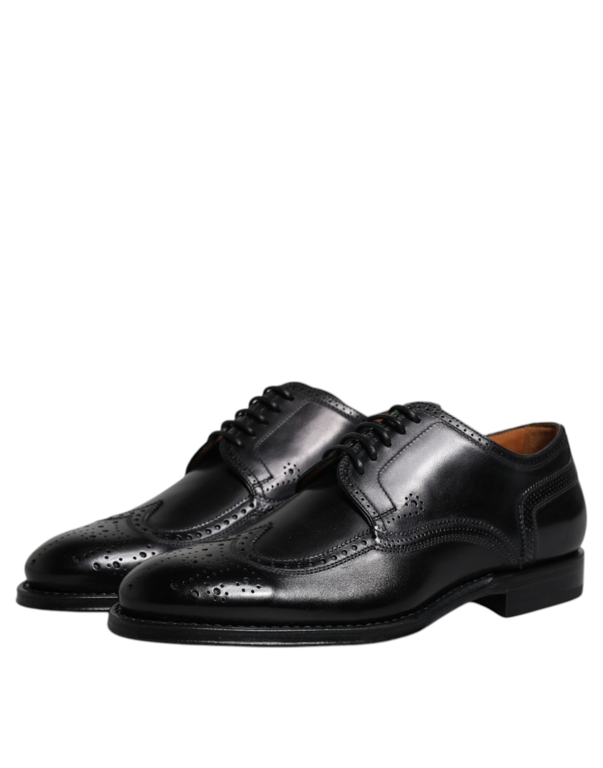 Dolce & Gabbana Dolce & Gabbana Black Leather Derby Wingtip Formal Men's Shoes