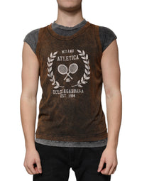 Dolce & Gabbana Brown Cotton Crew Neck Sleeveless Men's T-shirt