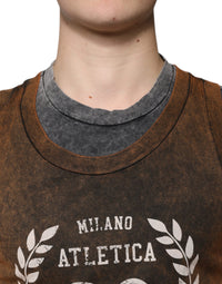 Dolce & Gabbana Brown Cotton Crew Neck Sleeveless Men's T-shirt