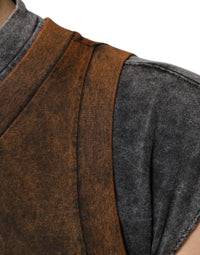 Dolce & Gabbana Brown Cotton Crew Neck Sleeveless Men's T-shirt