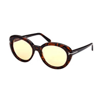 Tom Ford Cat Eye Full Rim, with a Blonde Havana frame and Photochromic Pink lens. Brown