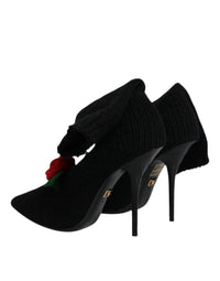 Dolce & Gabbana Black Stiletto Heels Mid Calf Boots Women's Shoes