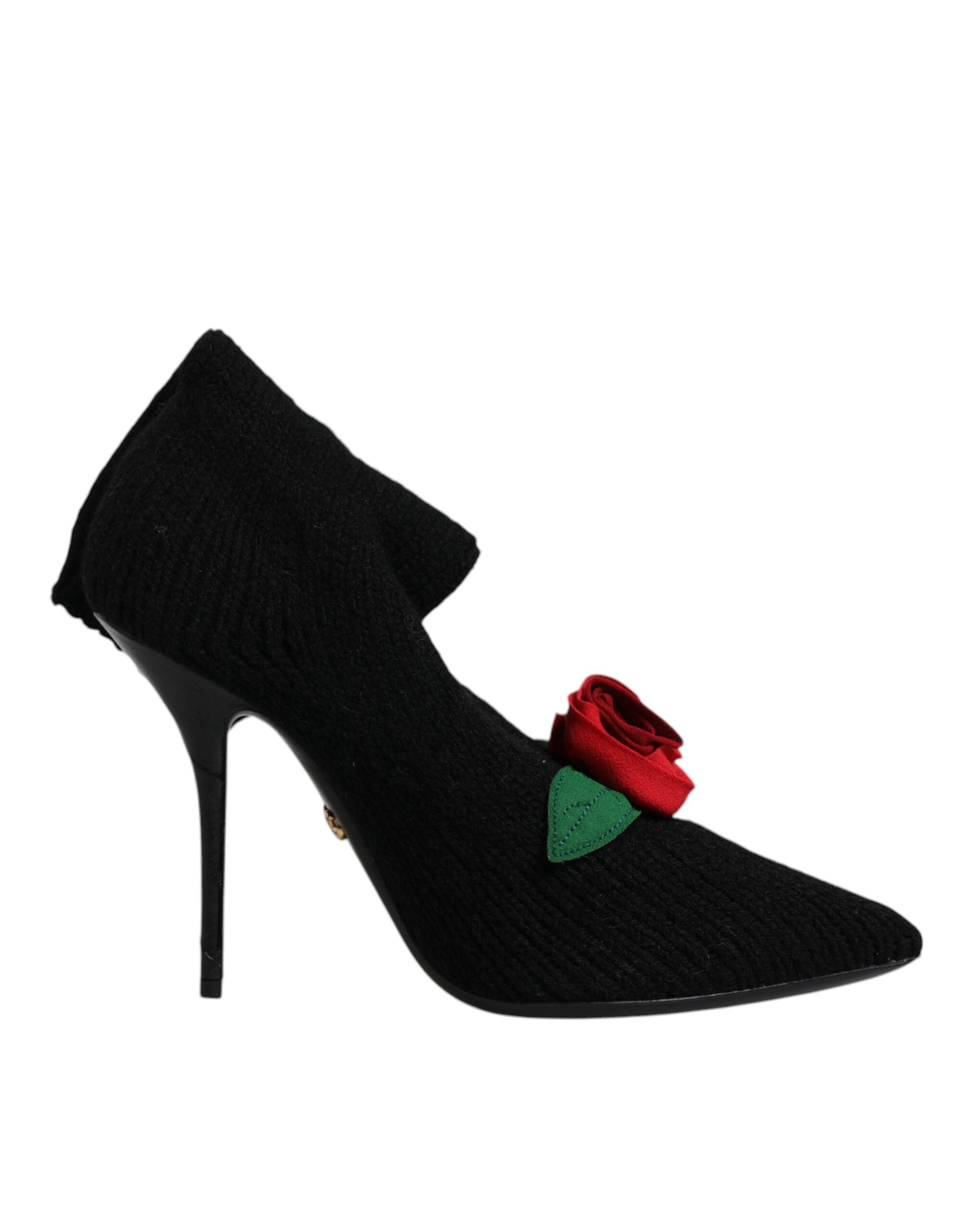 Dolce & Gabbana Black Stiletto Heels Mid Calf Boots Women's Shoes