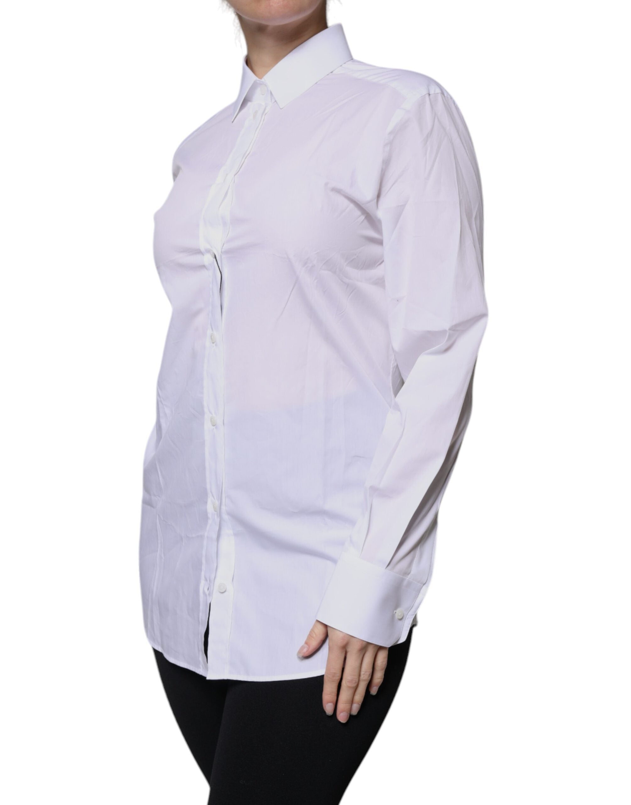 Dolce & Gabbana White Cotton Collared Long Sleeves Shirt Women's Top