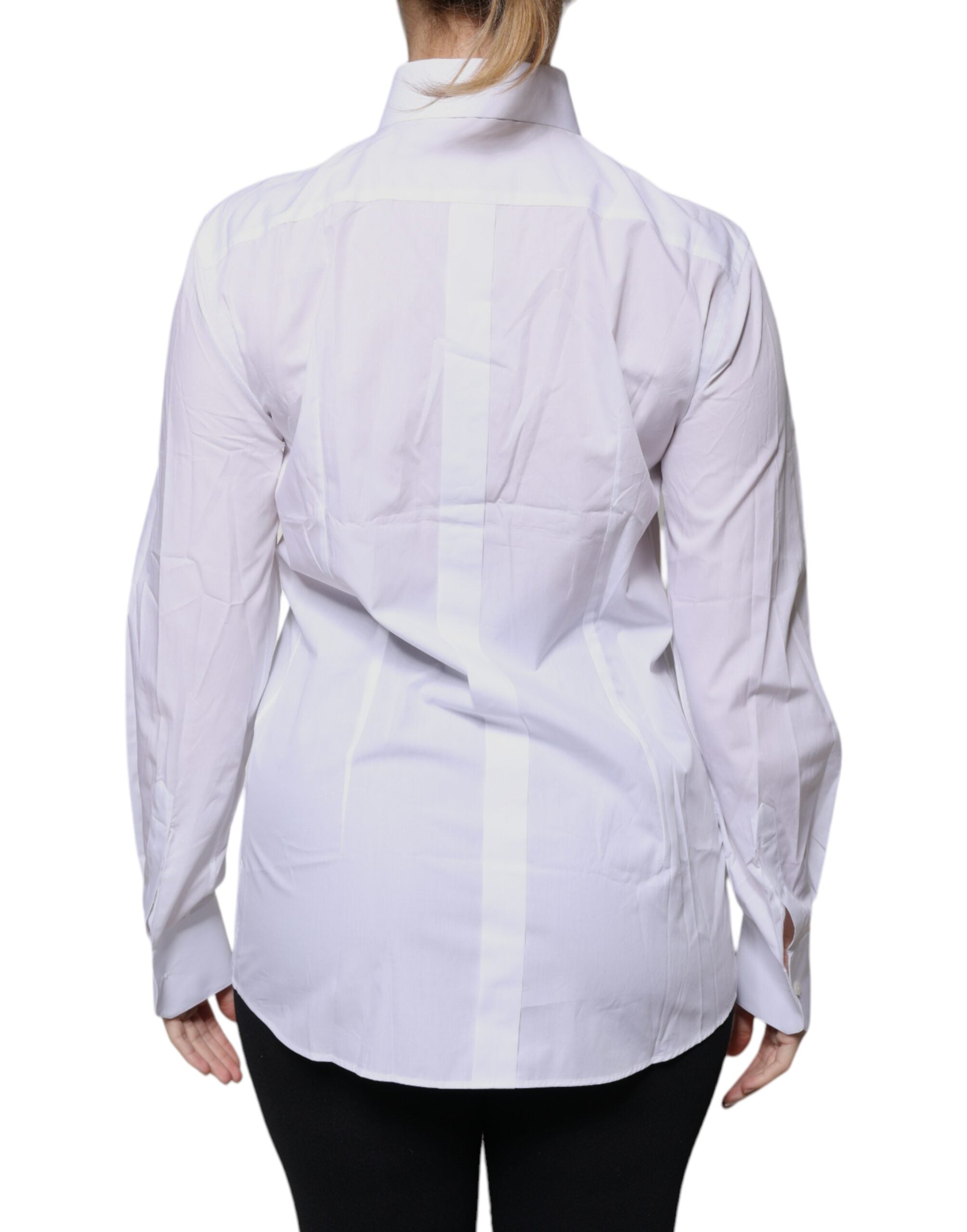 Dolce & Gabbana White Cotton Collared Long Sleeves Shirt Women's Top