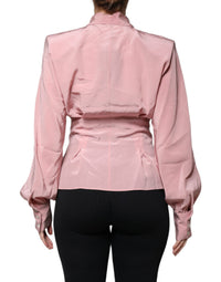 Dolce & Gabbana Pink Cotton Long Sleeves Collared Blouse Women's Top