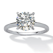 PalmBeach Jewelry 10K White Gold Round Cubic Zirconia Solitaire Engagement Ring Sizes 5-10