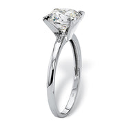 PalmBeach Jewelry 10K White Gold Round Cubic Zirconia Solitaire Engagement Ring Sizes 5-10
