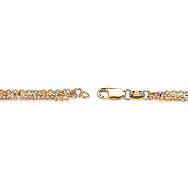 PalmBeach Jewelry Yellow Gold-Plated Sterling Silver Beaded Ankle Bracelet(1mm), 10 inches