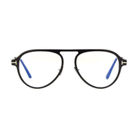 Tom Ford Eyeglasses Aviator Full Rim, Black Frame and Clear/Blue-Light Block Lenses Lens FT5972-B005