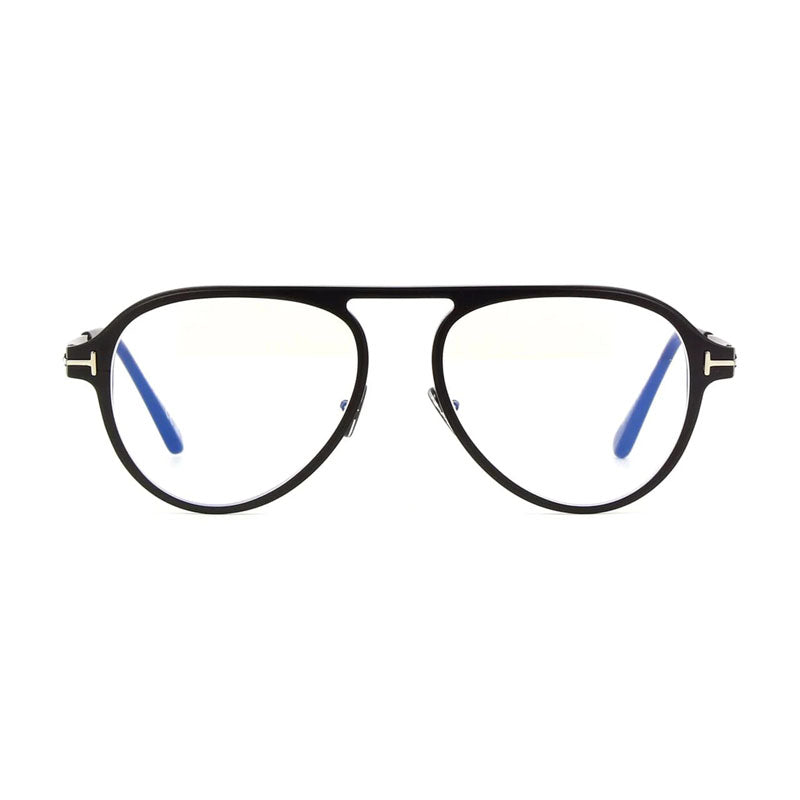 Tom Ford Eyeglasses Aviator Full Rim, Black Frame and Clear/Blue-Light Block Lenses Lens FT5972-B005