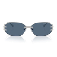 Versace Versace Sunglasses Geometric Rimless, Silver Frame and Dark Blue Lens VE2274100080