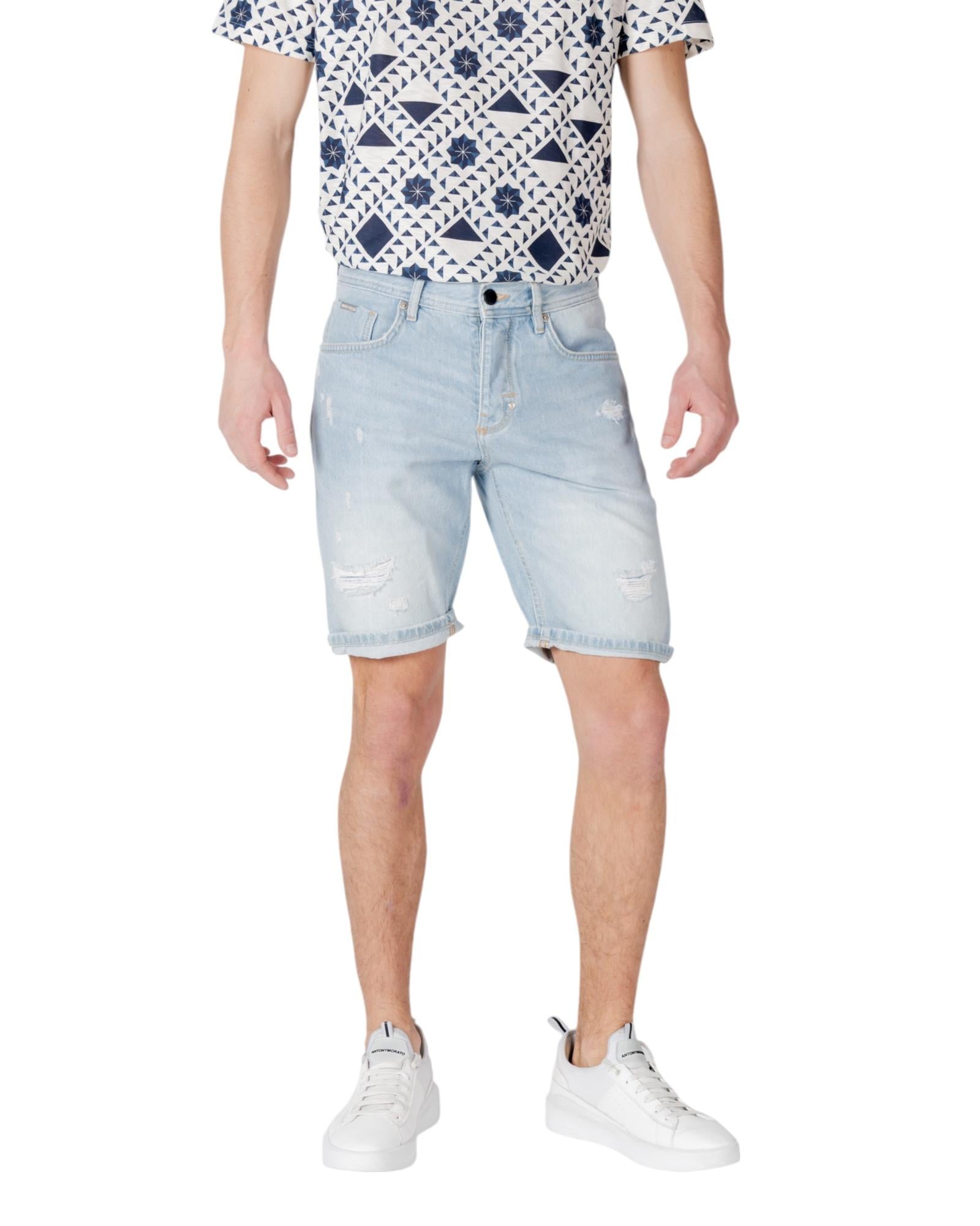 Antony Morato Plain Cotton Shorts with Pockets and Zip Fastening Men Blue Blue