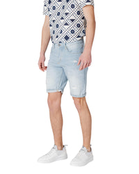 Antony Morato Plain Cotton Shorts with Pockets and Zip Fastening Men Blue