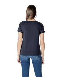 Armani Exchange V-Neck Cotton T-Shirt Women Blue Shirts